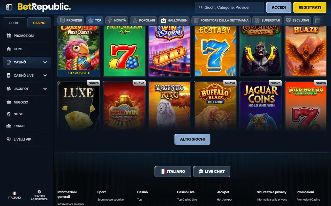 Top giochi del casinò BetRepublic
